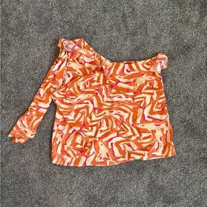 Nine West Vibrant Orange and Pink Blouse